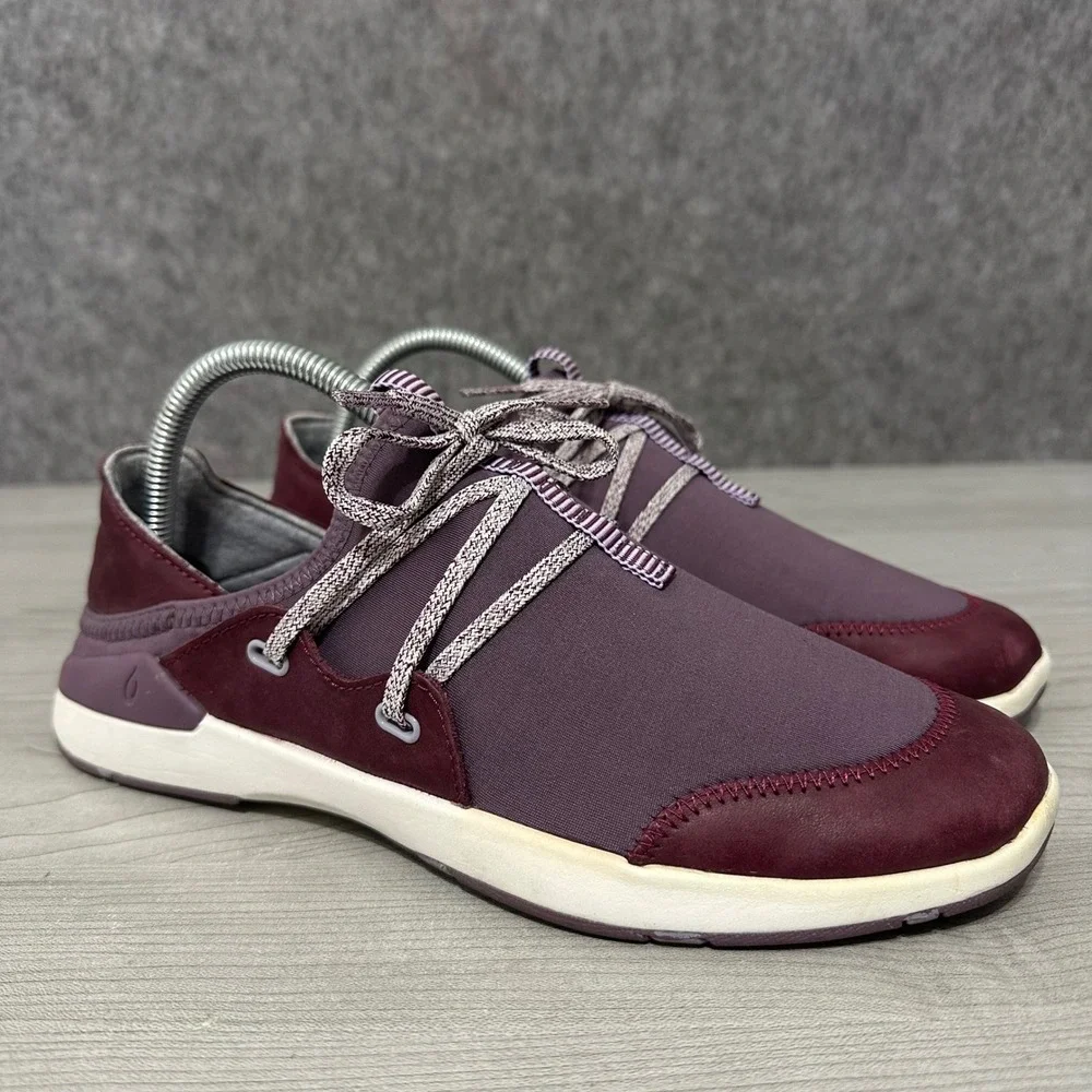 OluKai Miki Li Women Size 8 Sneaker 20366-5Q1A Mauve Plum Leather Textile